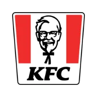 KFC logo featuring Colonel Sanders with glasses and a bow tie, flanked by two red stripes.